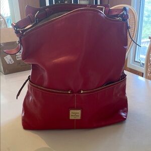 Dooney & Bourke Red Leather Shoulder Bag with Gold Hardware